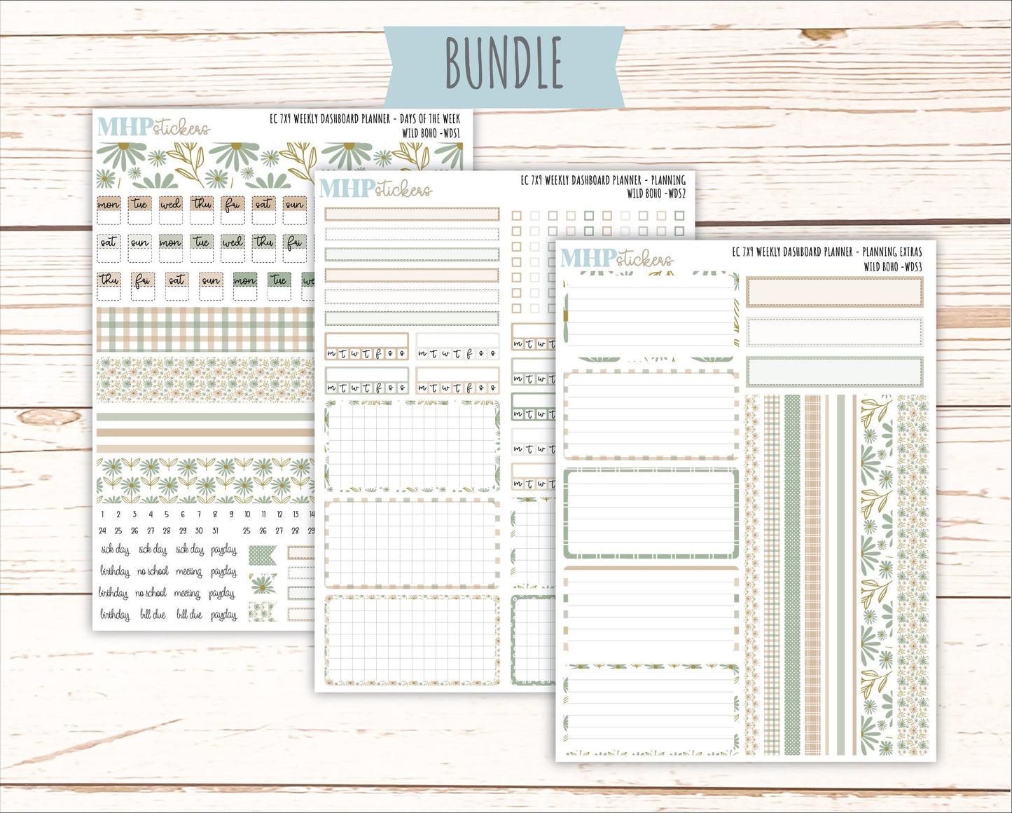 NOVEMBER Weekly Dashboard Kit for 7x9 Erin Condren Planners. "Wild Boho" || ECWDS