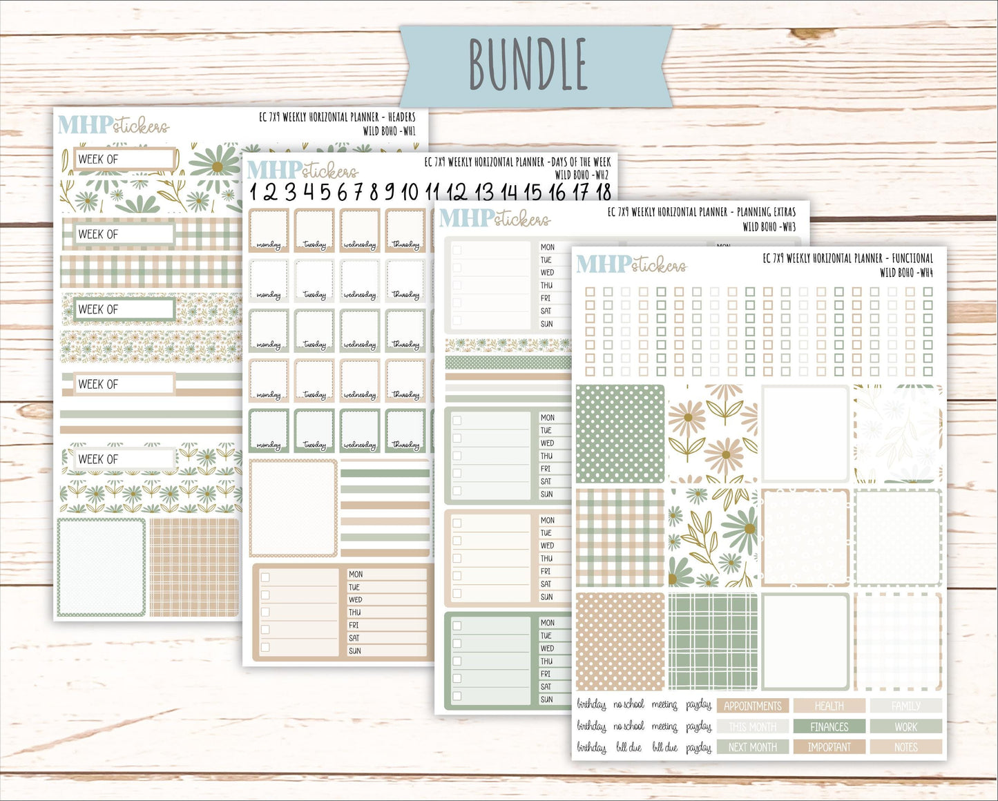 NOVEMBER Weekly Horizontal Planning Kit for 7x9 Erin Condren Planners. "Wild Boho" || ECWH