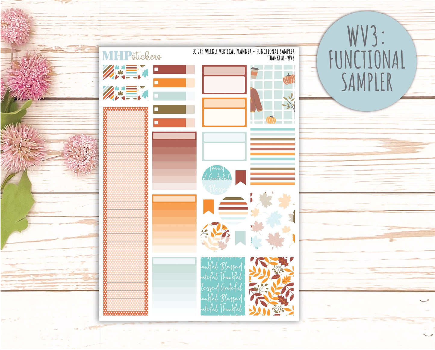 NOVEMBER Weekly Vertical Kits for 7x9 Erin Condren Planners. "Thankful" || ECWV
