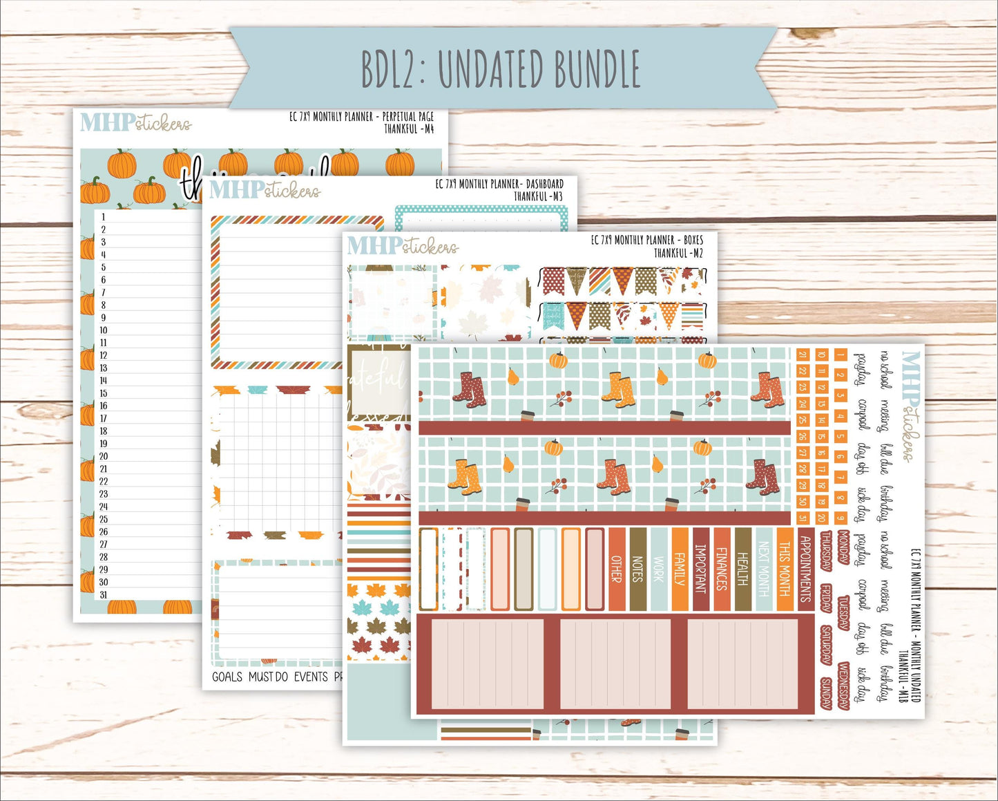 NOVEMBER MONTHLY Kit for 7x9 Erin Condren Planners. 2025 Collection "Thankful" || ECM