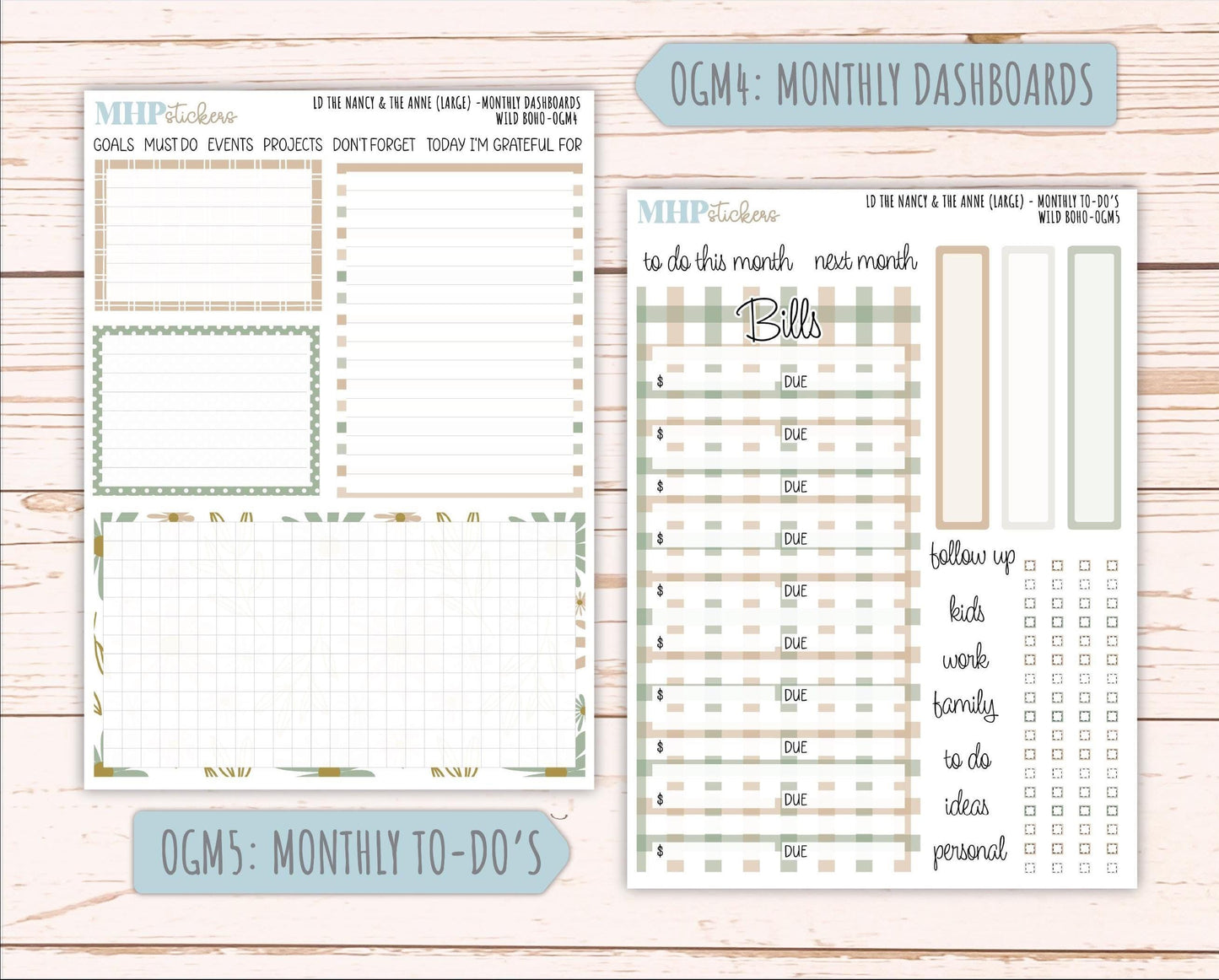 NOVEMBER 2025 Stickers for Large-size Horizontal & Vertical Laurel Denise Planners. (Formerly Original Size) "Wild Boho" || OG