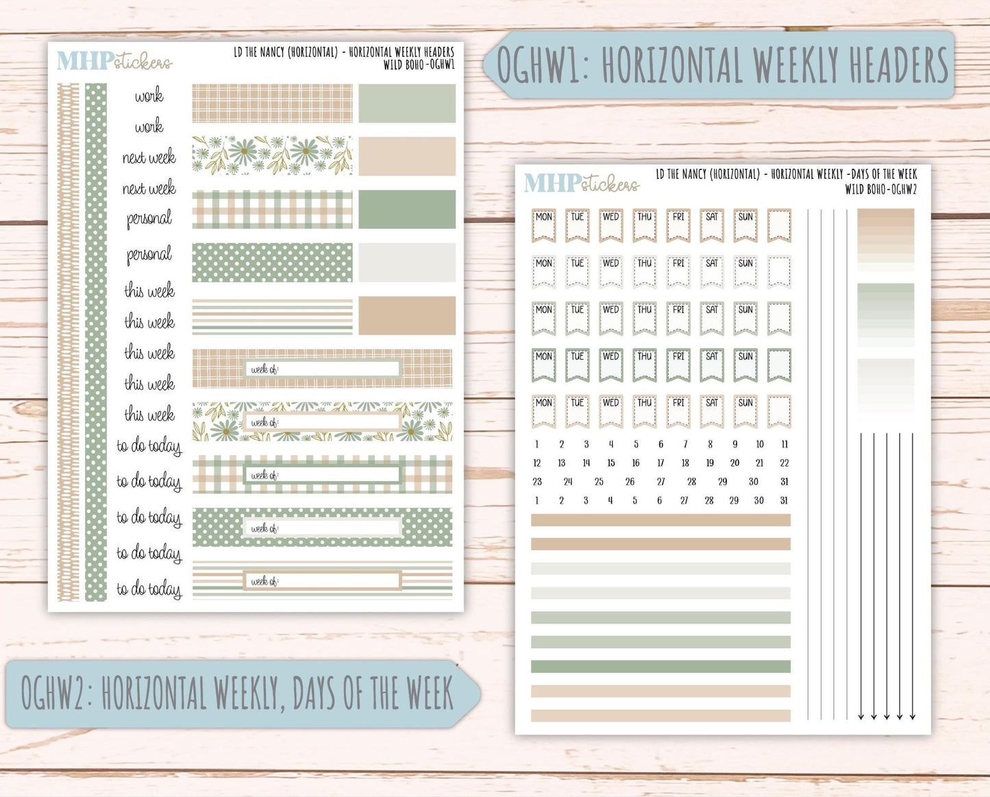 NOVEMBER 2025 Stickers for Large-size Horizontal & Vertical Laurel Denise Planners. (Formerly Original Size) "Wild Boho" || OG