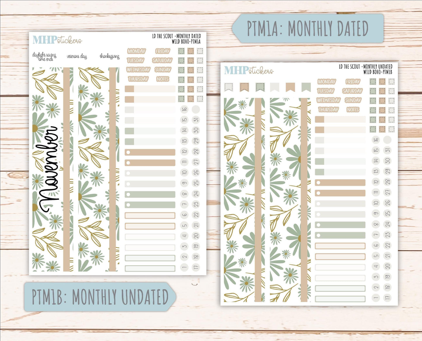 NOVEMBER 2025 Stickers for The Scout Laurel Denise Planner (formerly Portrait Planner). "Wild Boho" || PT