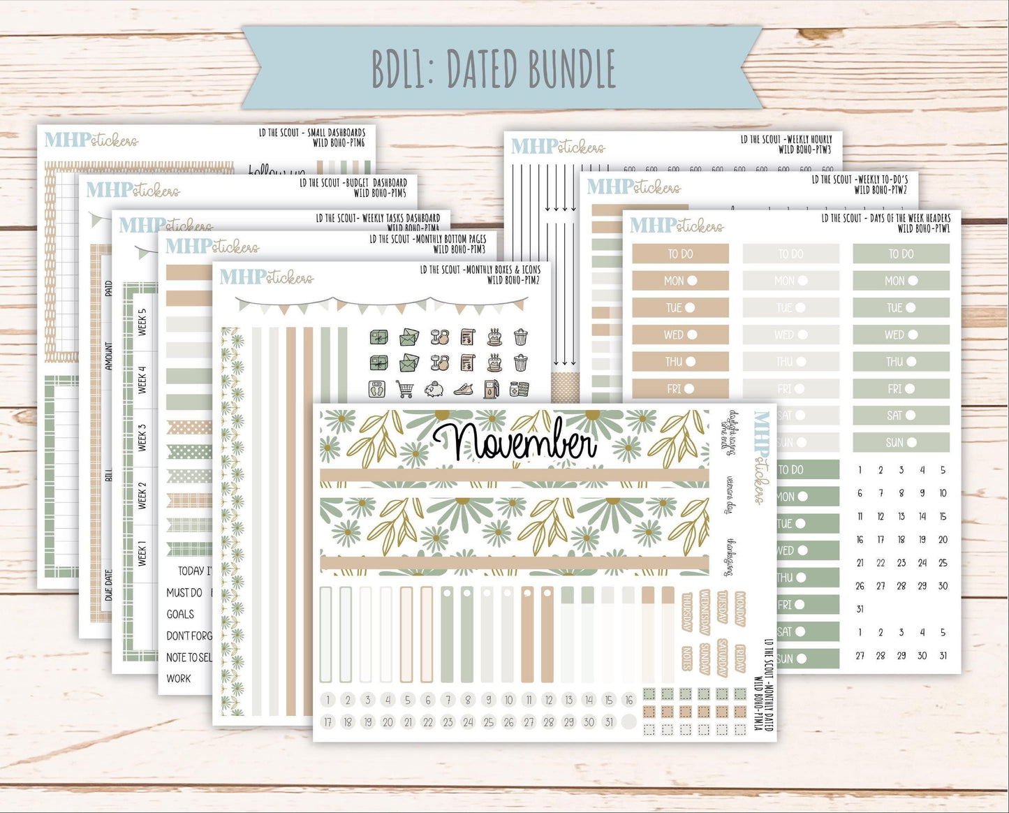 NOVEMBER 2025 Stickers for The Scout Laurel Denise Planner (formerly Portrait Planner). "Wild Boho" || PT