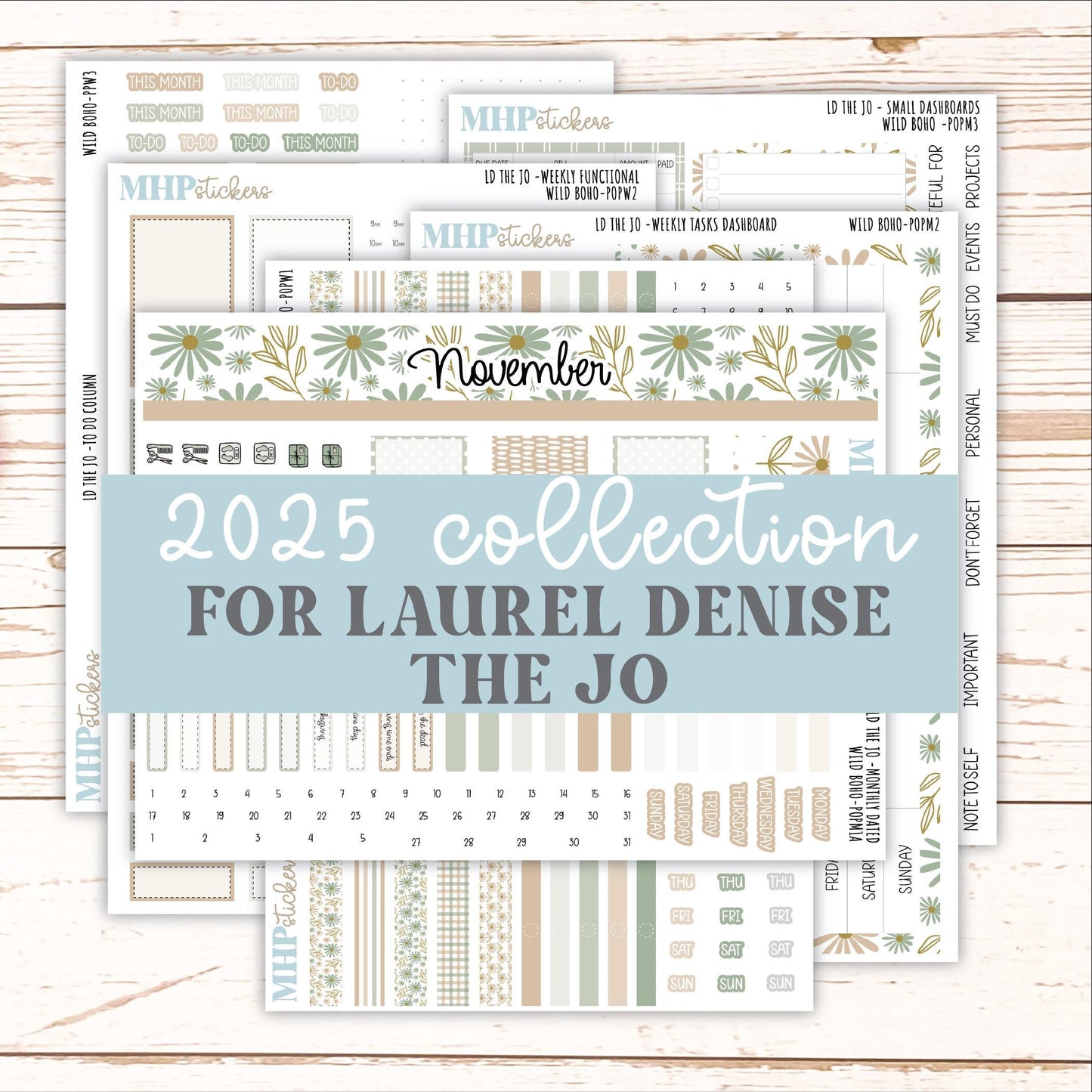 NOVEMBER 2025 Stickers for The Jo Laurel Denise Planner (Formerly Pop-Up Planner) "Wild Boho" || POP