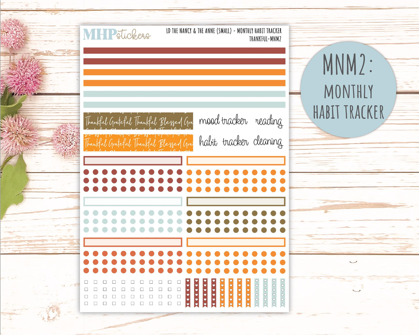 NOVEMBER 2025 Stickers for Small Horizontal & Vertical Laurel Denise Planners. (Formerly Mini Planner) "Thankful" || MN