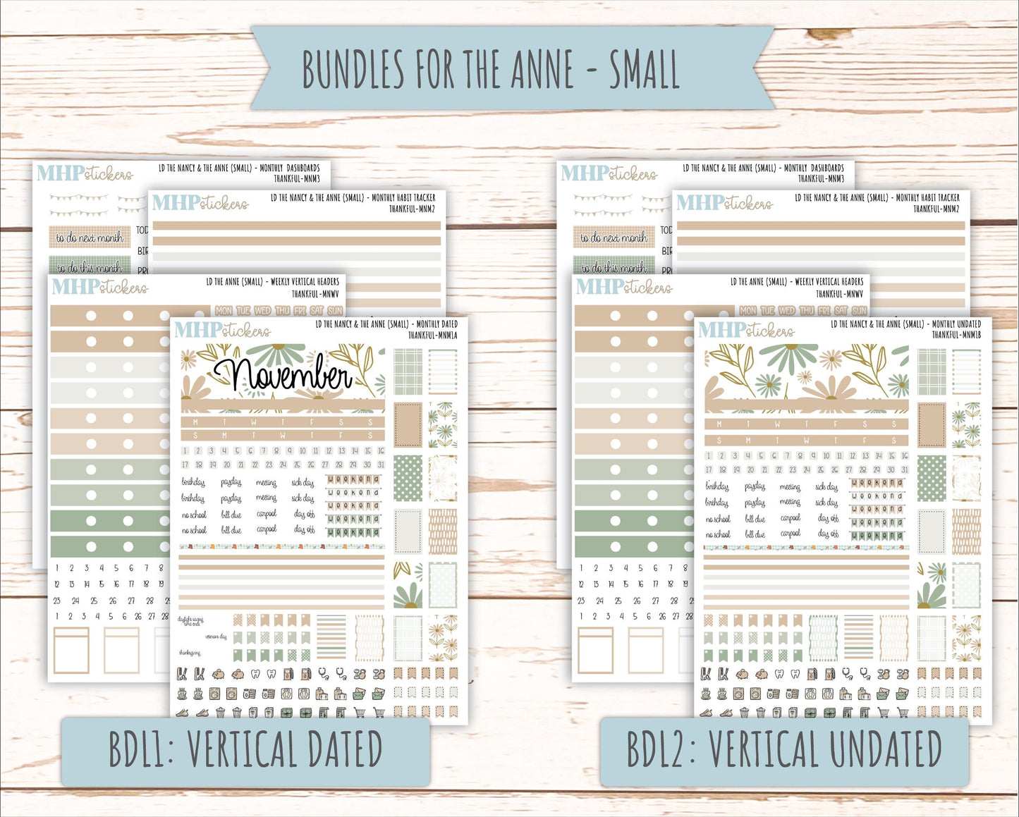 NOVEMBER 2025 Stickers for Small Horizontal & Vertical Laurel Denise Planners. (Formerly Mini Planner) "Wild Boho" || MN