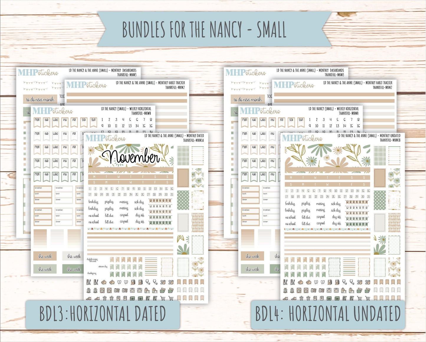 NOVEMBER 2025 Stickers for Small Horizontal & Vertical Laurel Denise Planners. (Formerly Mini Planner) "Wild Boho" || MN