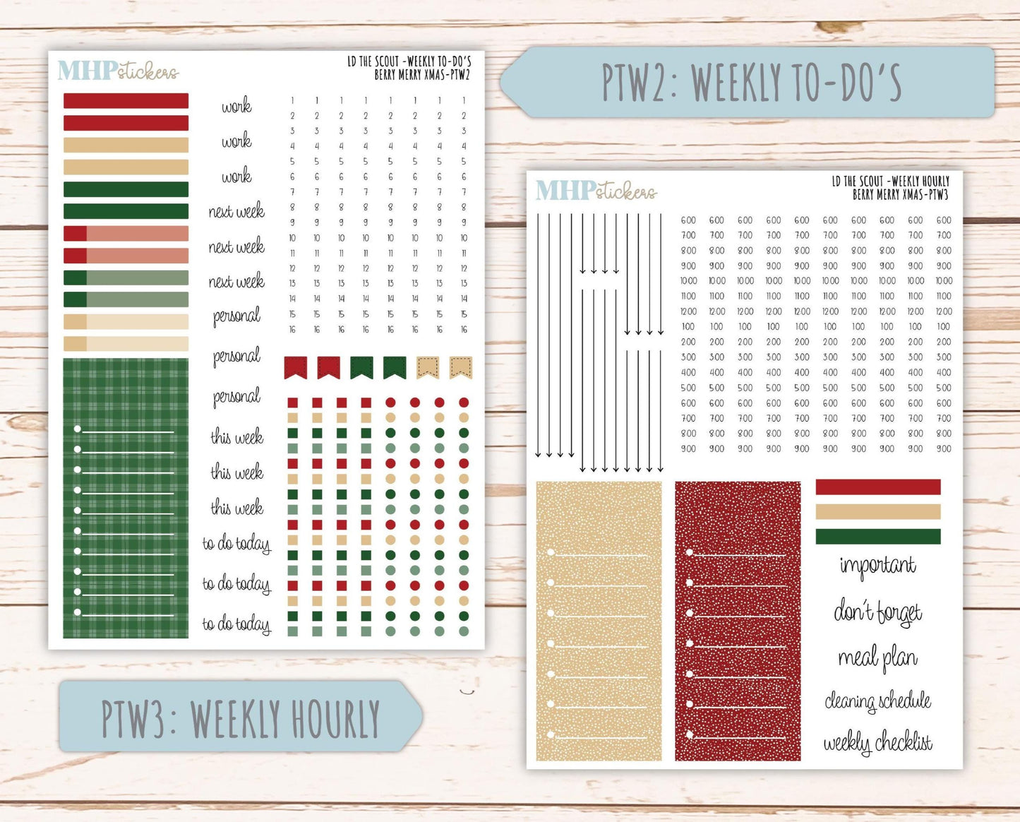 DECEMBER 2025 Stickers for the Large Laurel Denise Scout Planner (formerly Portrait Planner) "Berry Merry Xmas" || PT
