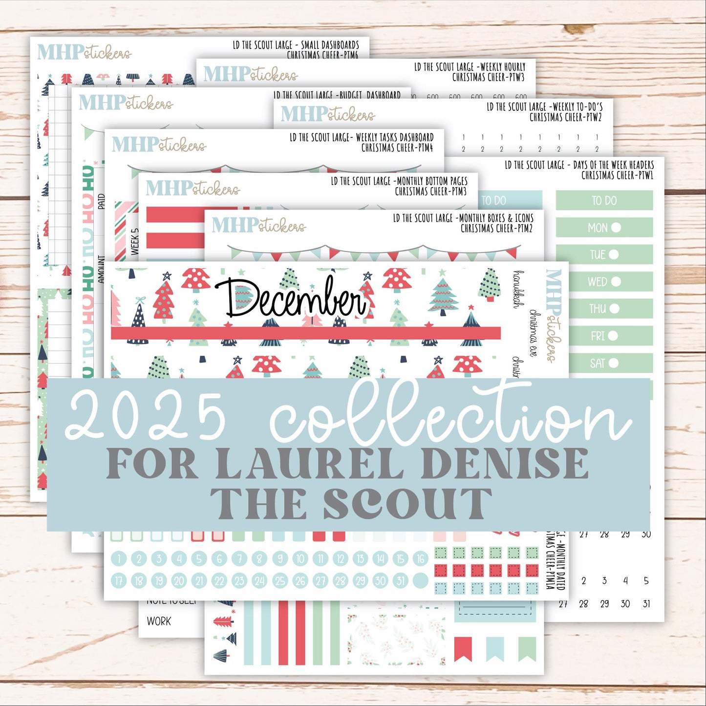 DECEMBER 2025 Stickers for the Large Laurel Denise Scout Planner (formerly Portrait Planner) "Christmas Cheer" || PT
