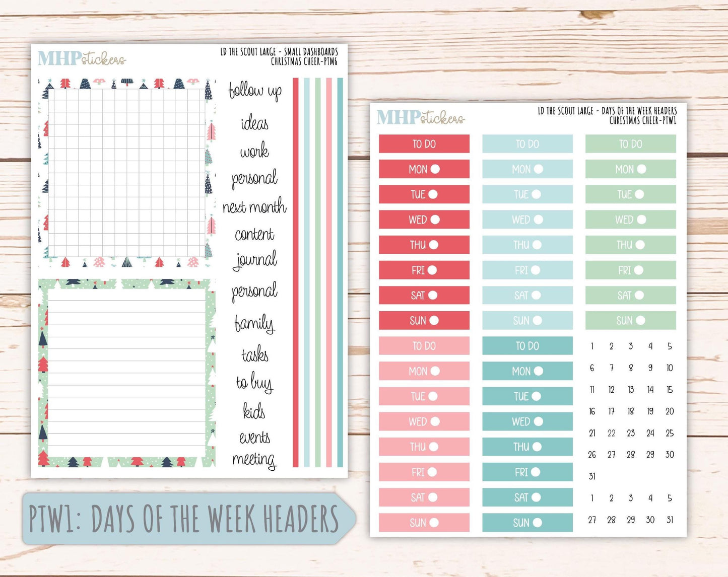 DECEMBER 2025 Stickers for the Large Laurel Denise Scout Planner (formerly Portrait Planner) "Christmas Cheer" || PT