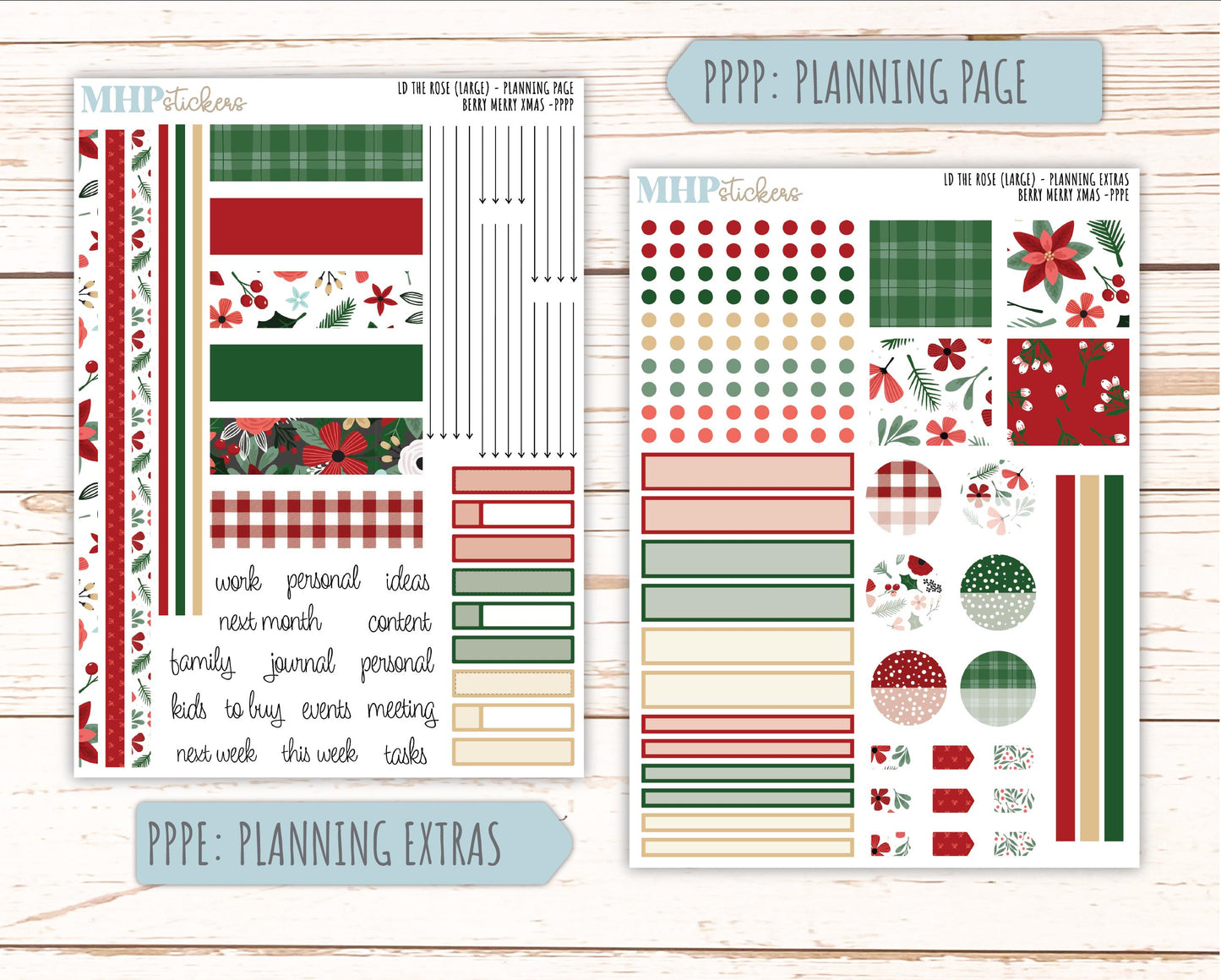 DECEMBER Stickers for the large Laurel Denise Rose Planner (Formerly Project Planner) "Berry Merry Xmas" || PP