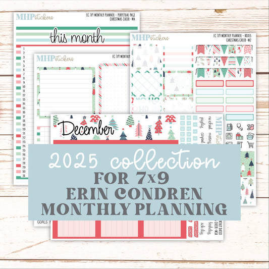 DECEMBER MONTHLY Kit for 7x9 Erin Condren Planners. 2025 Collection "Christmas Cheer" || ECM