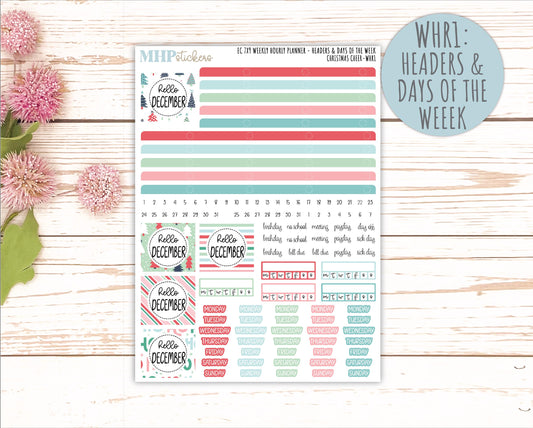 DECEMBER Weekly Hourly Planning Kits for 7x9 Erin Condren Planners. "Christmas Cheer" || ECWHR