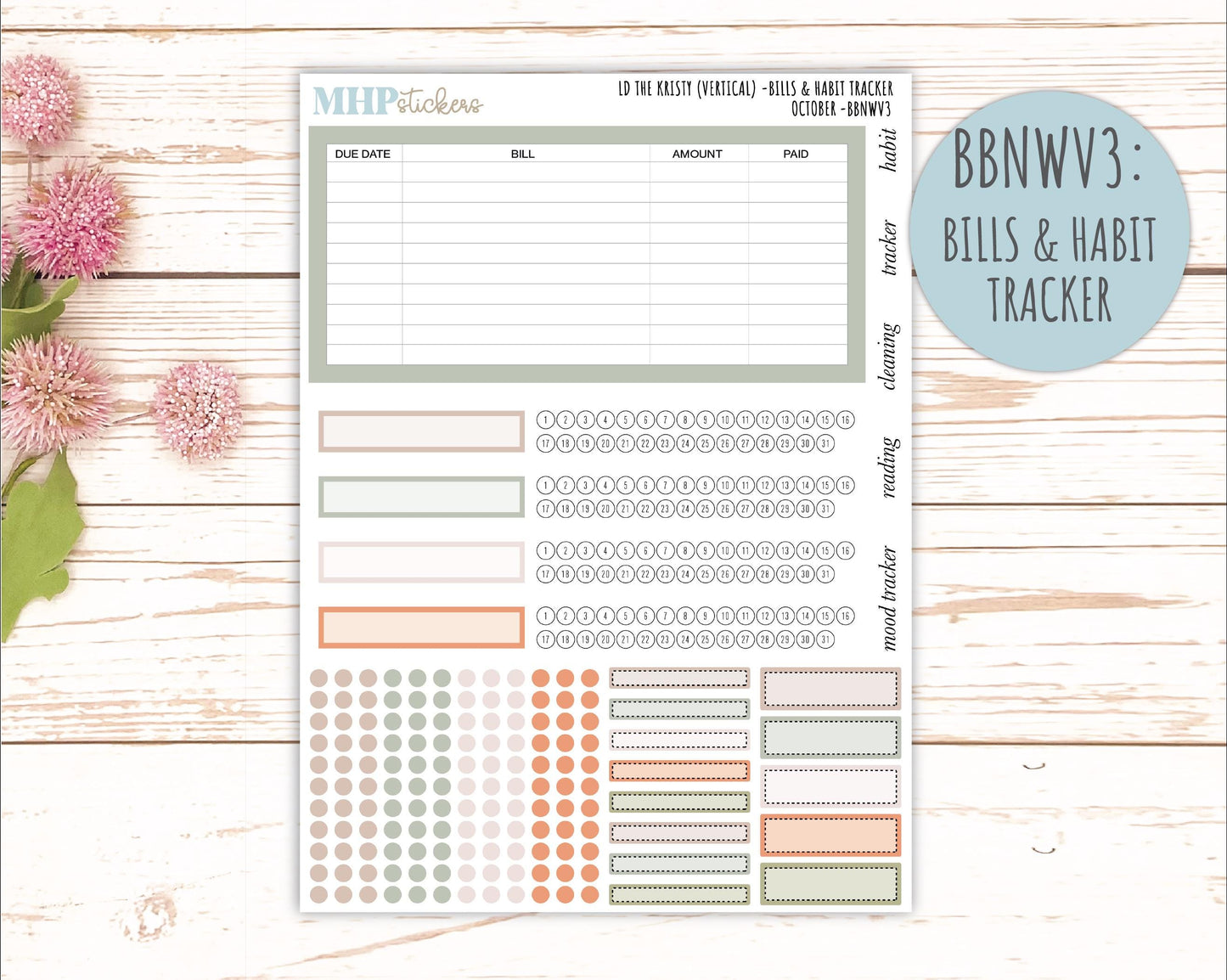 OCTOBER Stickers for The Mae & Kristy Laurel Denise Planners (formerly Book Bound Planner). Neutral Color || BBN