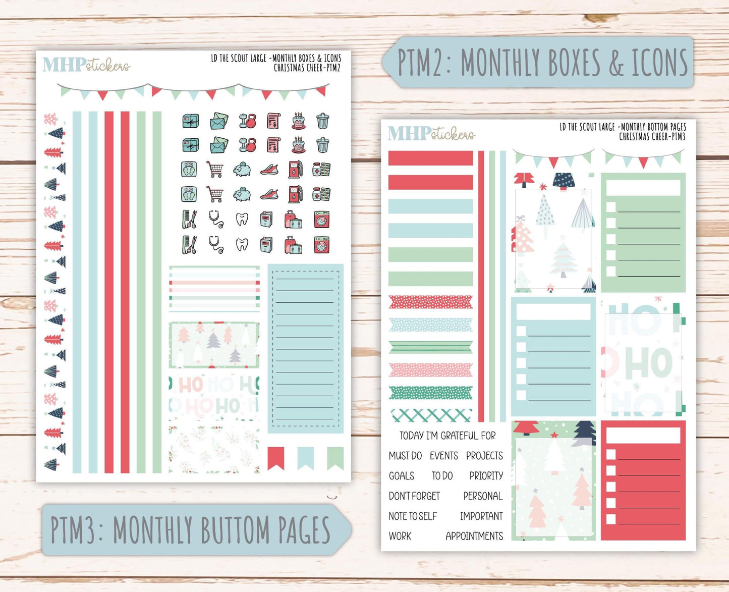 DECEMBER 2025 Stickers for the Large Laurel Denise Scout Planner (formerly Portrait Planner) "Christmas Cheer" || PT
