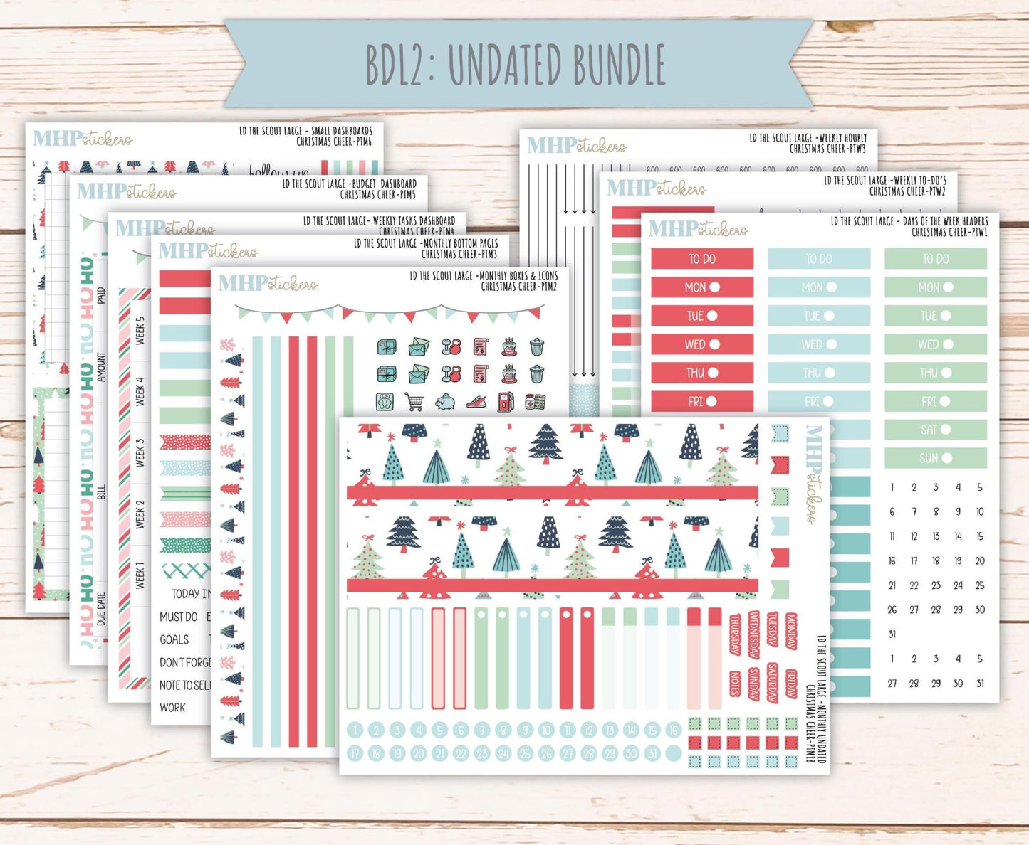 DECEMBER 2025 Stickers for the Large Laurel Denise Scout Planner (formerly Portrait Planner) "Christmas Cheer" || PT