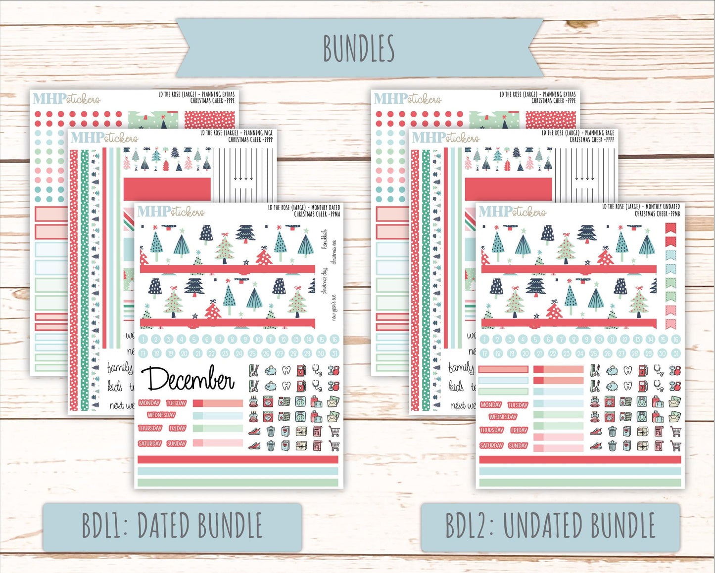 DECEMBER Stickers for the large Laurel Denise Rose Planner (Formerly Project Planner) "Christmas Cheer" || PP