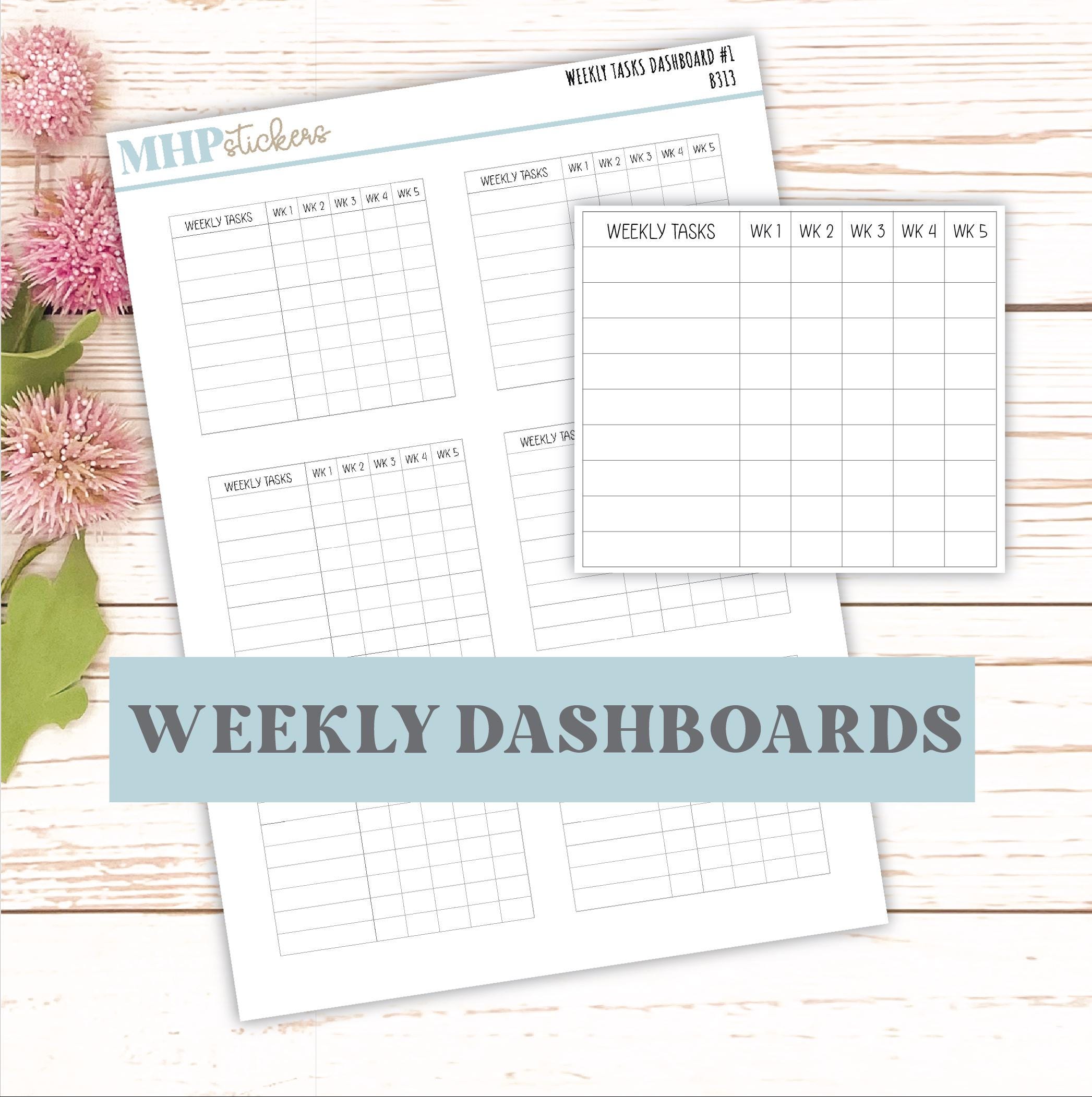 Weekly Task Dashboard for Planners || AO – My Happy Place Stickers