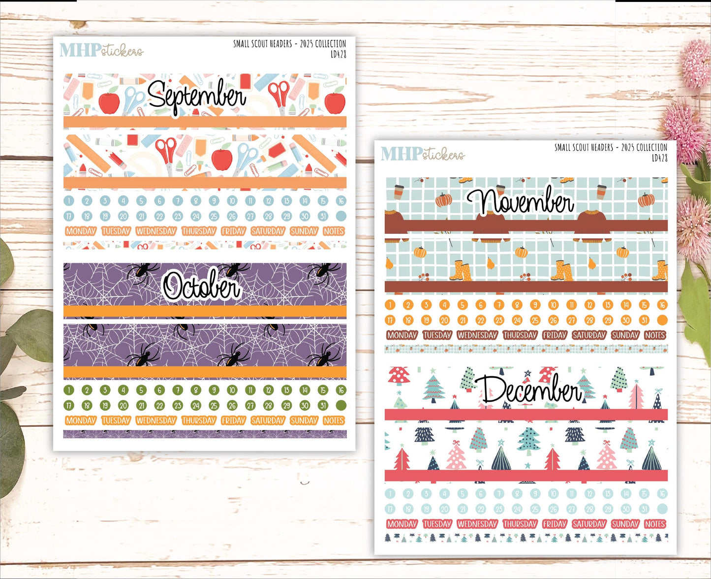 Monthly Headers Set for Laurel Denise Small Scout Planner. 2025 Collection (A) || LD428