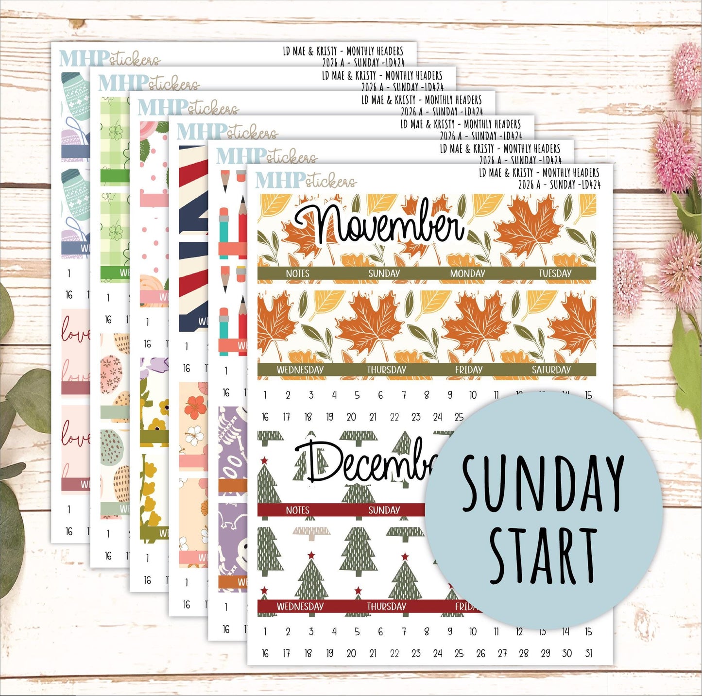 2026 Monthly Headers Set for the Mae & Kristy Laurel Denise Planner (Book Bound Planner - Amanda's Collab) || LD430