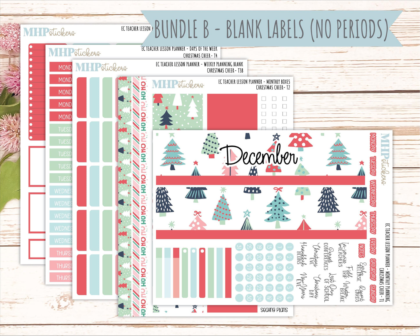 DECEMBER Stickers for EC Teacher Lesson Planner. 2025 Collection Christmas Cheer" || ECT