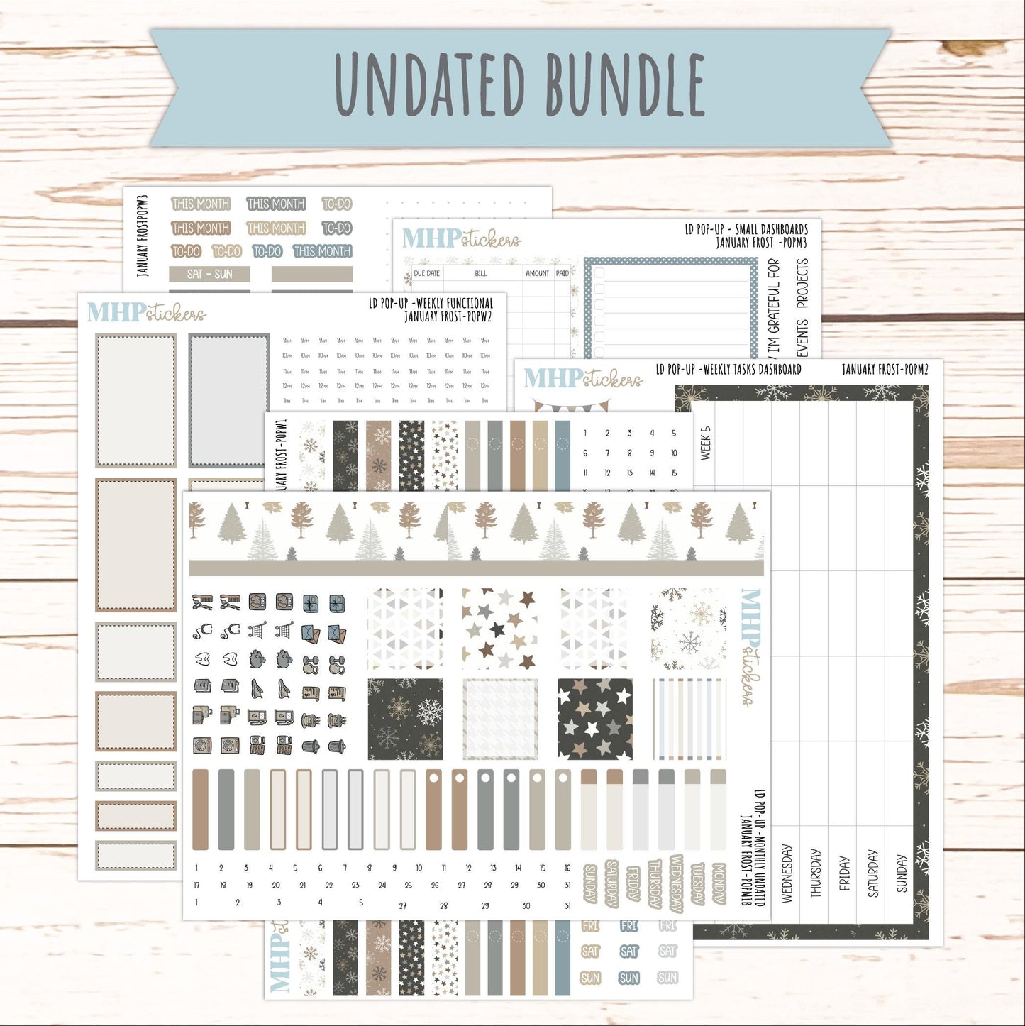 JANUARY 2026 Stickers for The Jo, Laurel Denise Planner (Formerly Pop-Up Planner) "January Frost" || POP