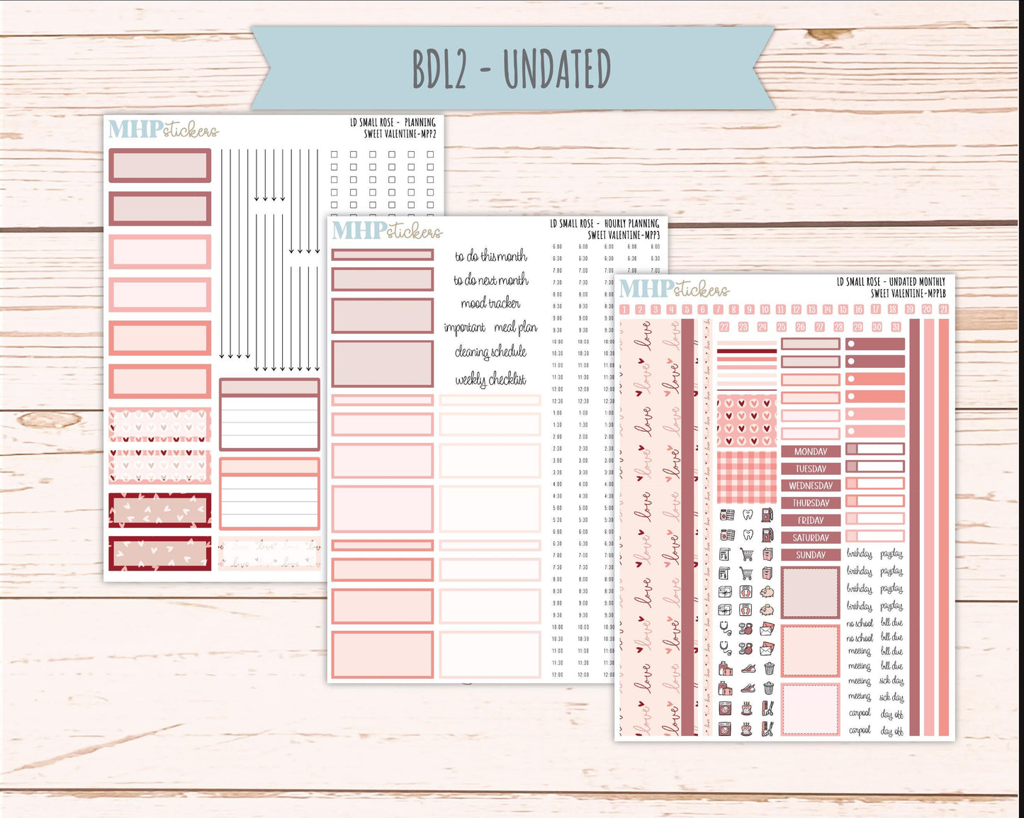 FEBRUARY 2026 Stickers for The Small Rose Laurel Denise Planner (Formerly Mini Project Planner) "Sweet Valentine" || MPP