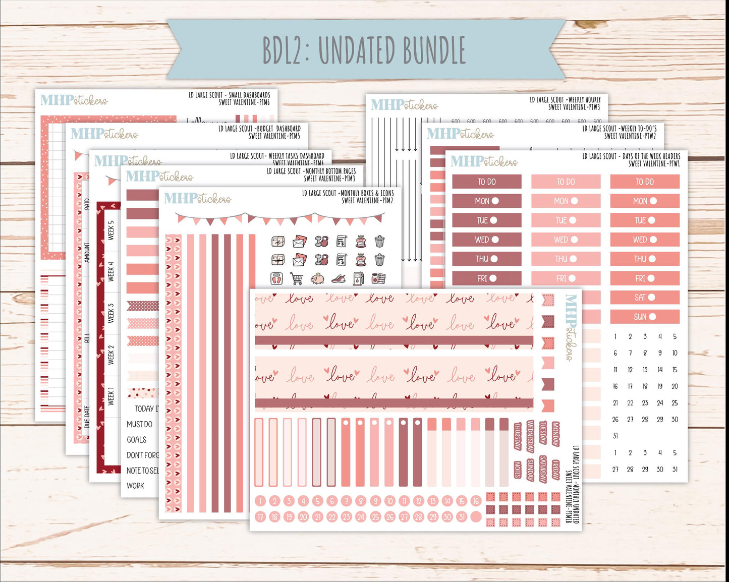 FEBRUARY 2026 Stickers for the Large Scout Planner (formerly Portrait Planner). For Laurel Denise Planners "Sweet Valentine" ||PT