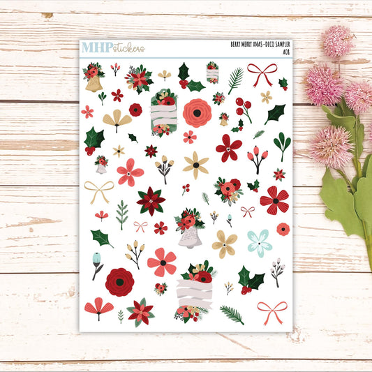 Decorative Planner Stickers "Berry Merry Xmas" || AO8-BM