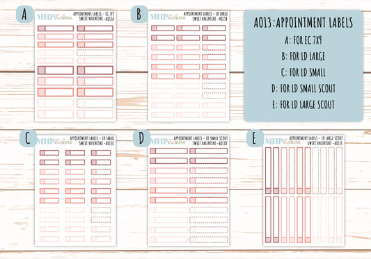 Basic Labels & Habit Trackers. ADD-Ons for Monthly Kits "Sweet Valentine" || AOBL
