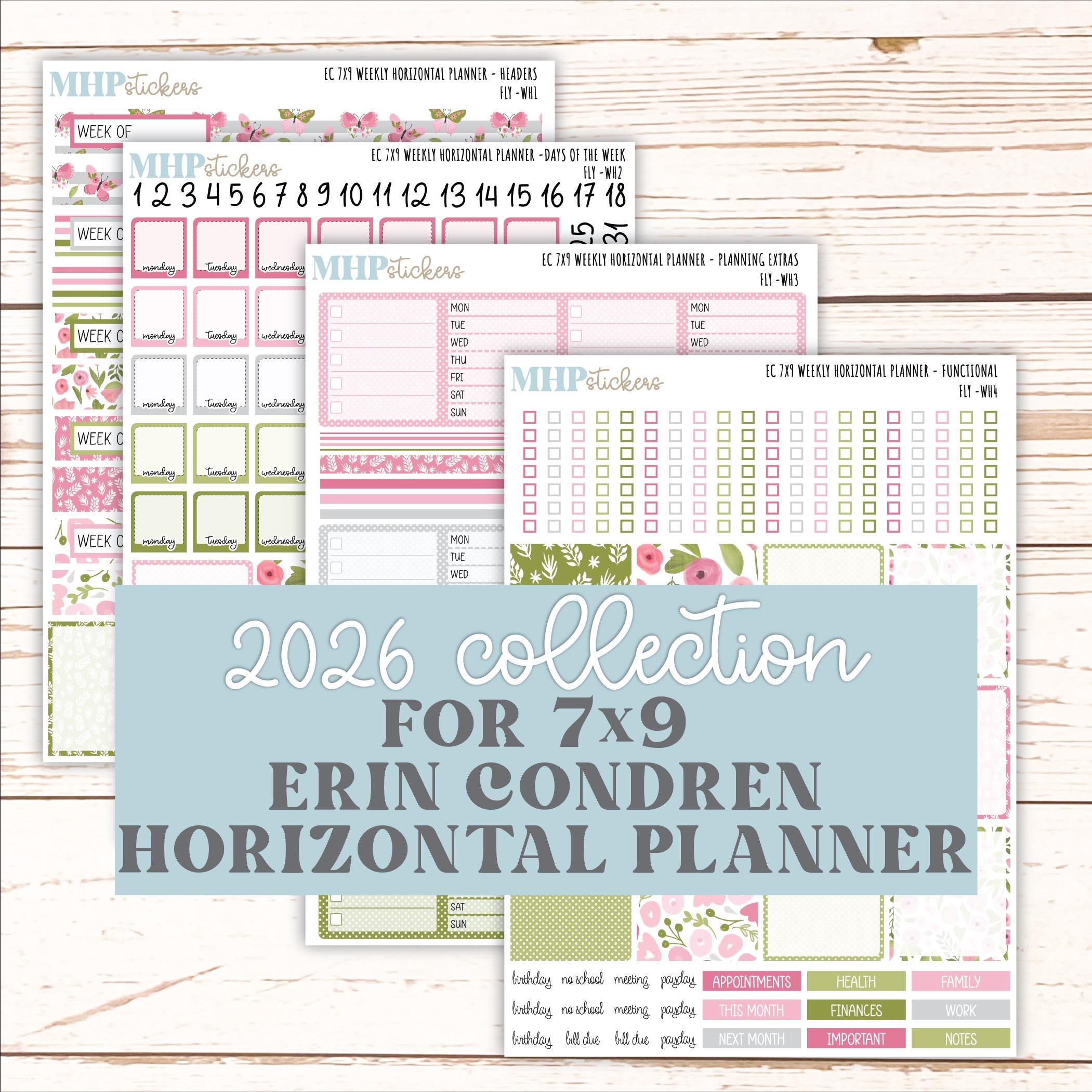 FEBRUARY Weekly Horizontal Planning Kit for 7x9 Erin Condren Planners ...