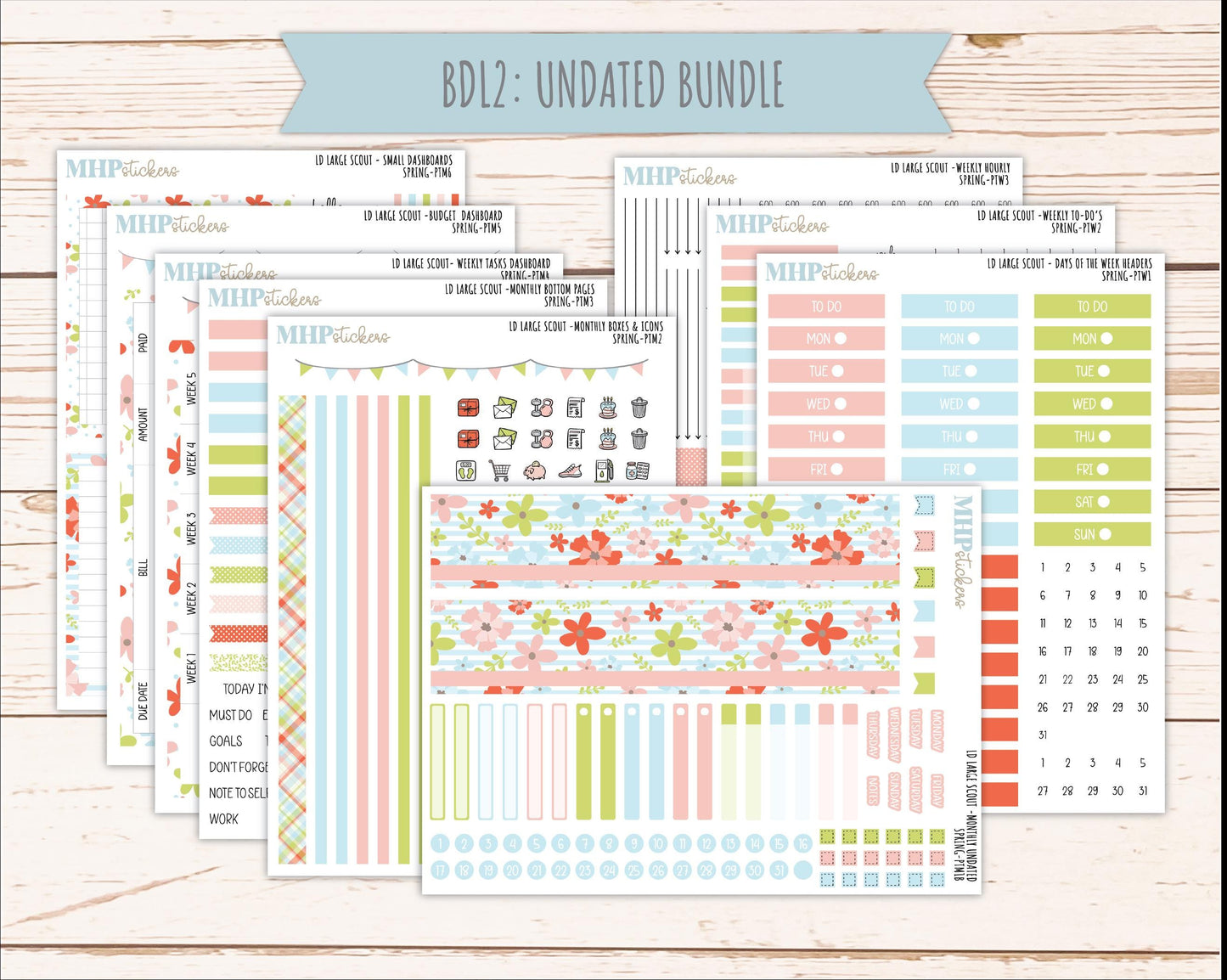 MARCH 2026 Stickers for the Large Scout Planner (formerly Portrait Planner). For Laurel Denise Planners "Spring" ||PT