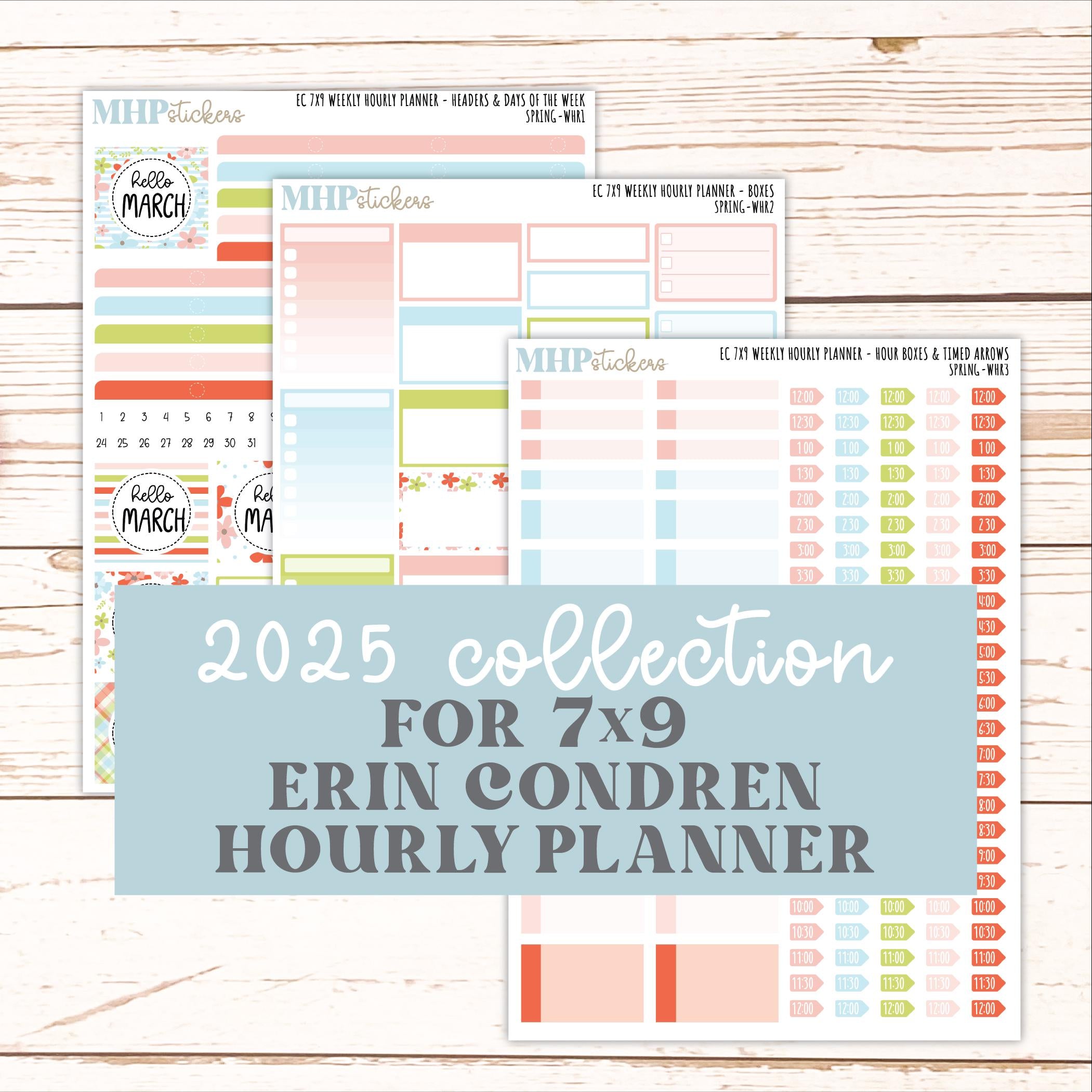 MARCH Weekly Hourly Planning Kits for 7x9 Erin Condren Planners. 2026 ...