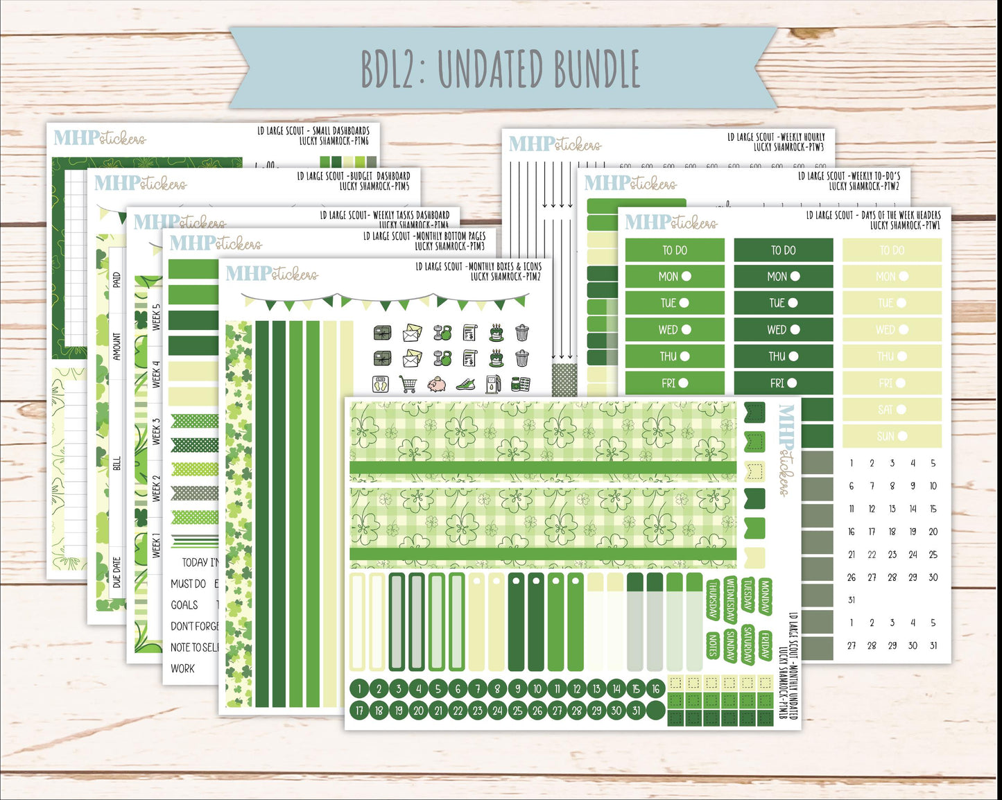 MARCH 2026 Stickers for the Large Scout Planner (formerly Portrait Planner). For Laurel Denise Planners "Lucky Shamrock" ||PT