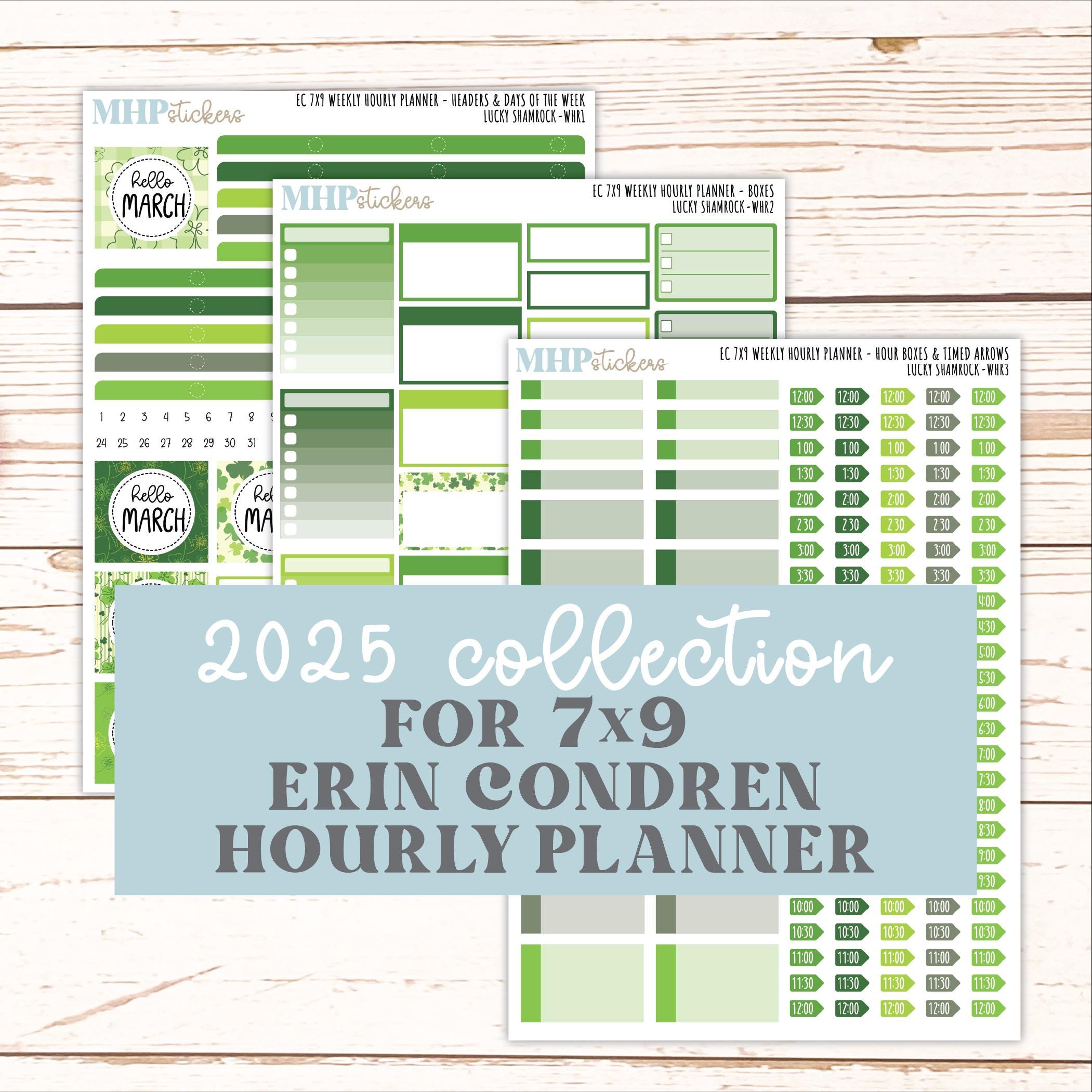 MARCH Weekly Hourly Planning Kits for 7x9 Erin Condren Planners. 2026 ...
