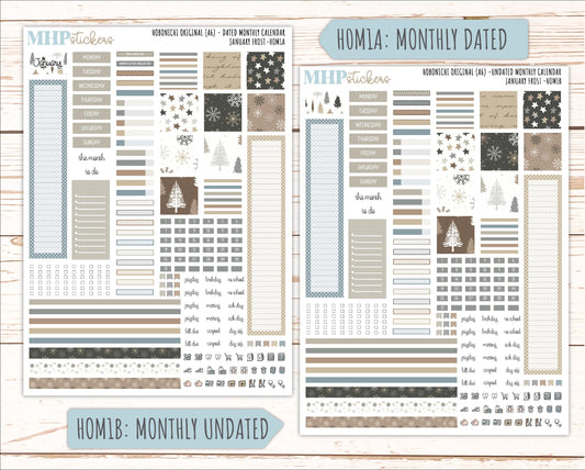 JANUARY 2026 Stickers for Hobonichi Techo Original. A6 Planners "January Frost" || HO