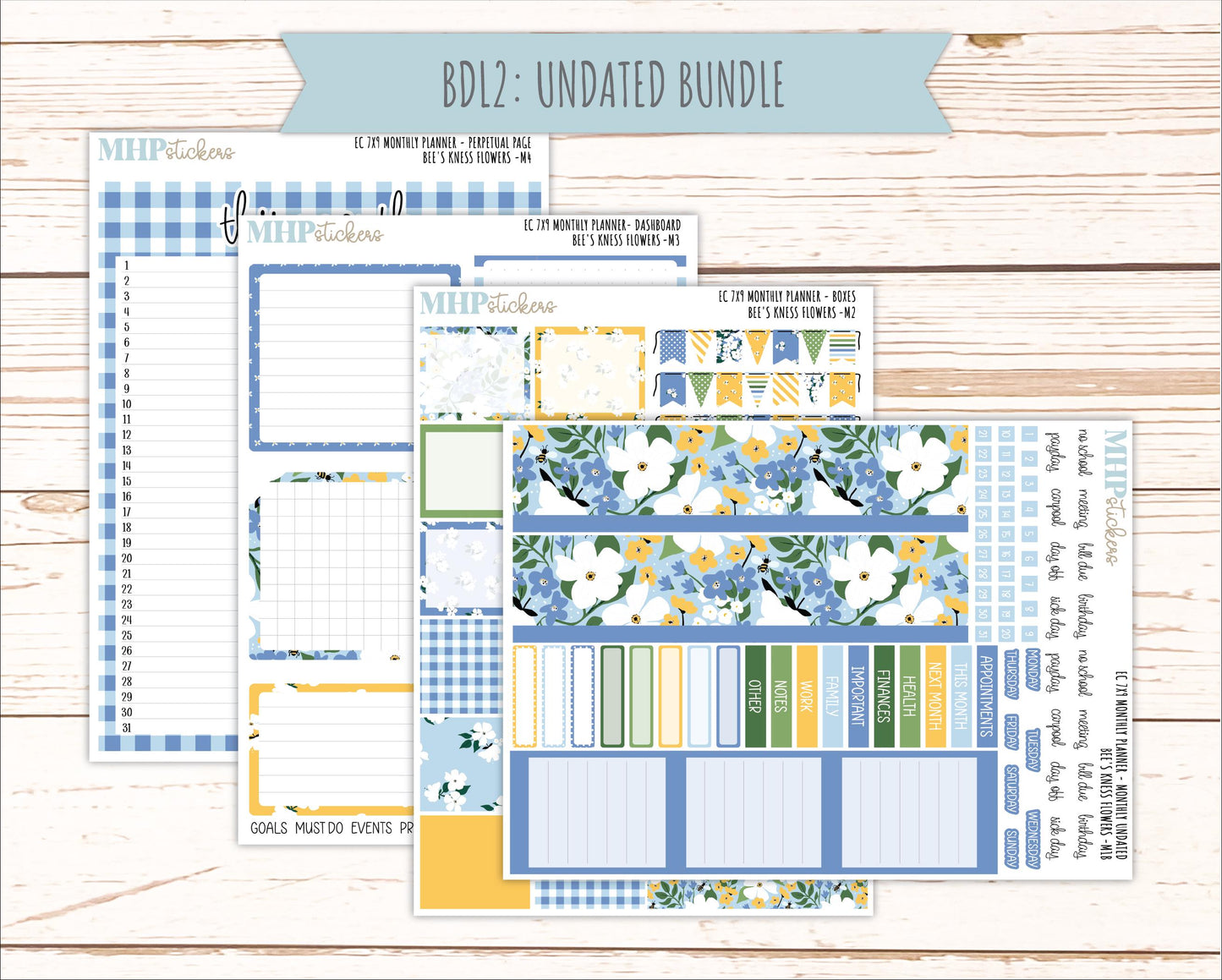 APRIL Monthly Kit for 7x9 Erin Condren Planners. 2026 Collection "Bee's Knees Flowers" || ECM