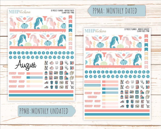 AUGUST Stickers for the large Laurel Denise Rose Planner (Formerly Project Planner) "Island Vibes" || PPIV