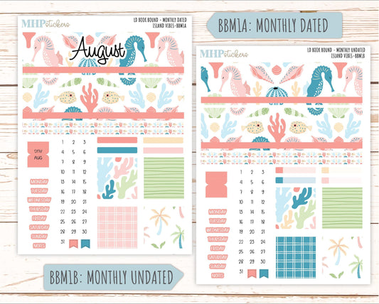 August 2025 Stickers for The Mae & The Kristy Laurel Denise Planners ( Formerly Book Bound Planner) "Island Vibes" || BB