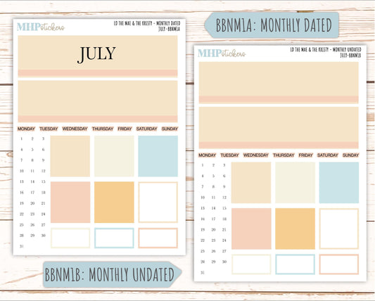 JULY Stickers for The Mae & Kristy Laurel Denise Planners (formerly Book Bound Planner). Neutral Color || BBN