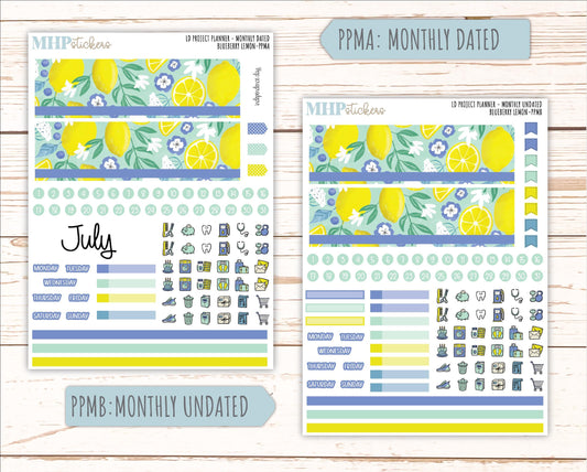 JULY Stickers for the large Laurel Denise Rose Planner (Formerly Project Planner) "Blueberry Lemon" || PPBL