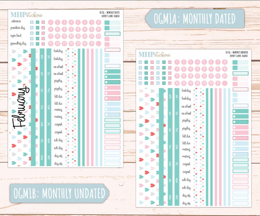FEBRUARY 2025 Stickers for Large size Horizontal & Vertical Laurel Denise Planners. (Formerly Original Size) "Lover's Lane" || OGLL