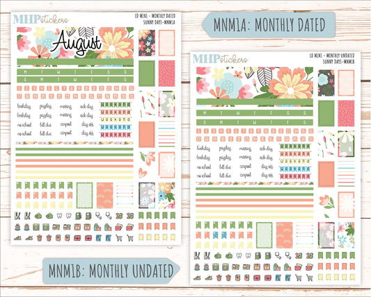 AUGUST 2025 Stickers for Small Horizontal & Vertical Laurel Denise Planners. (Formerly Mini Planner) "Sunny Days" || MNSD