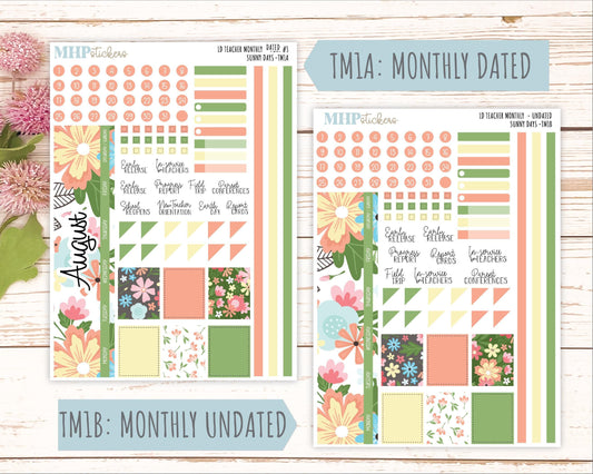 AUGUST Stickers for The Valerie Laurel Denise Planner (Formerly Teacher Planner) "ISunny Days" || TCSD