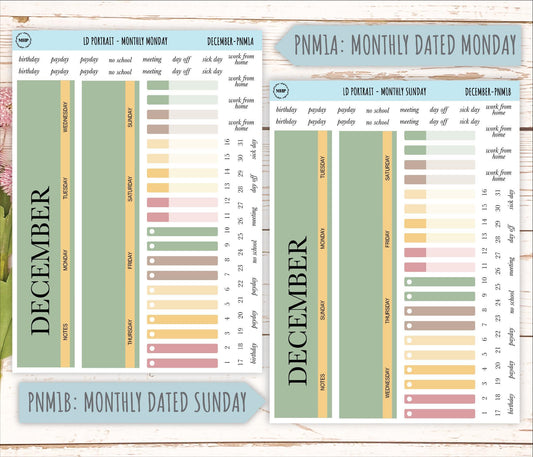 DECEMBER Stickers for The Scout Laurel Denise Planner (formerly Portrait Planner). Neutral Color || PN