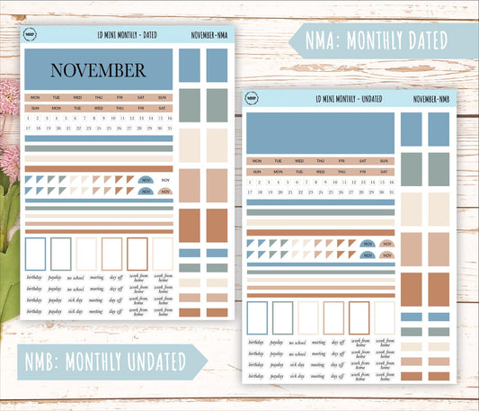 NOVEMBER Neutral Color Stickers for small Laurel Denise Planners || NNOV