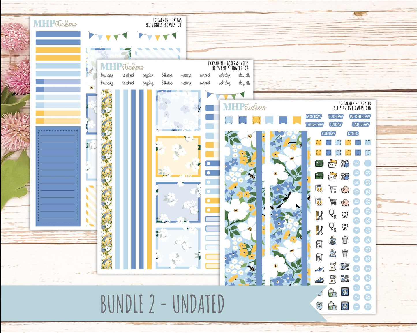 APRIL 2026 Stickers for The Carmen Laurel Denise Planner (Simply Month Planner). "Bee's Knees Flowers" || C