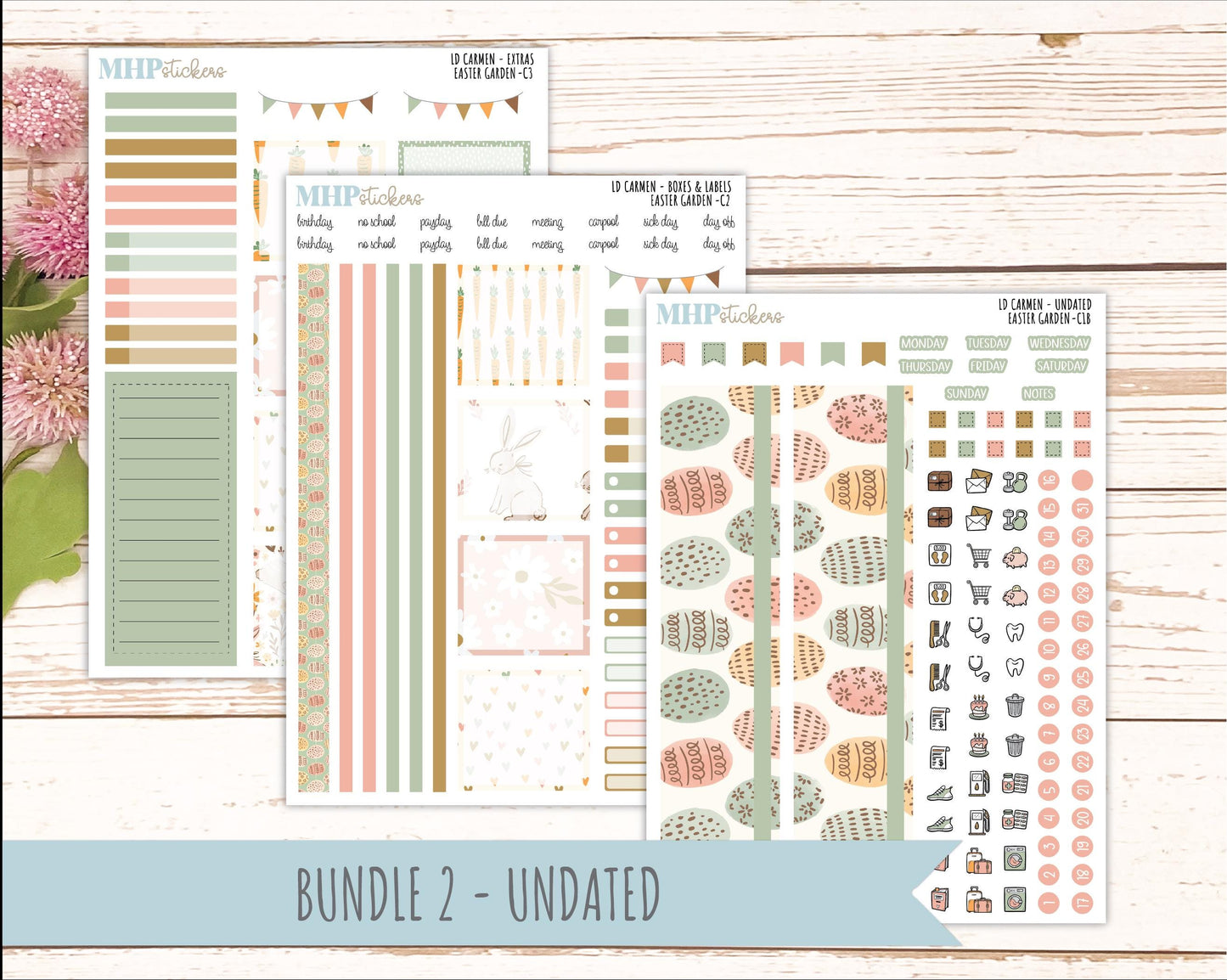 APRIL 2026 Stickers for The Carmen Laurel Denise Planner (Simply Month Planner). "Easter Garden" || C