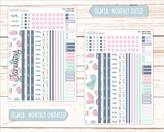 JANUARY 2025 Stickers for Large size Horizontal & Vertical Laurel Denise Planner. (Formerly Original or Standar Size) "Cozy Days" || OGCD